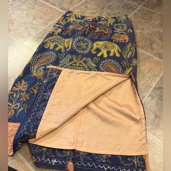 Gold and Orange Midi Pencil Skirt with Embellishments - Picture 7 of 10